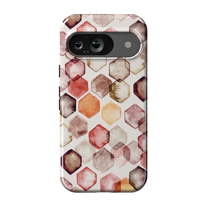 Pixel 9 StrongFit Autumn Bokeh - Watercolour Hexagons by Tangerine-Tane