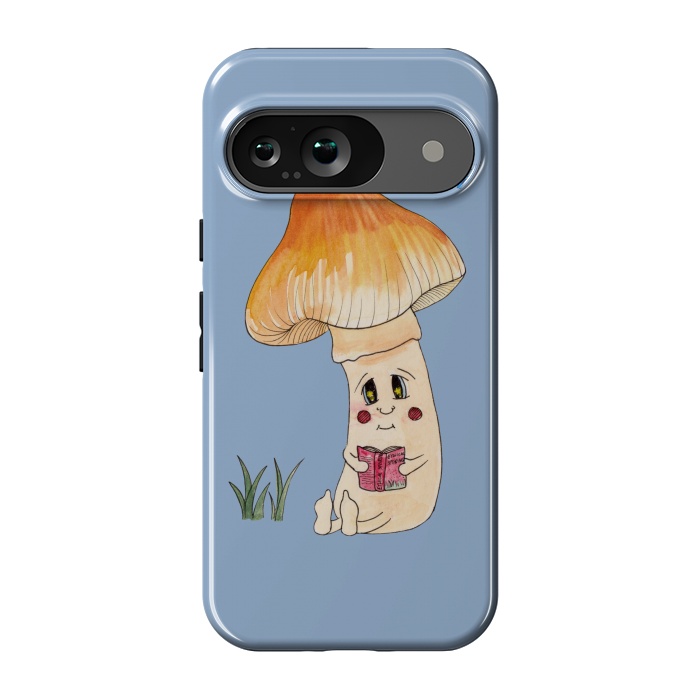 Pixel 9 StrongFit Cute Watercolor Mushroom Reading 3 by ECMazur 