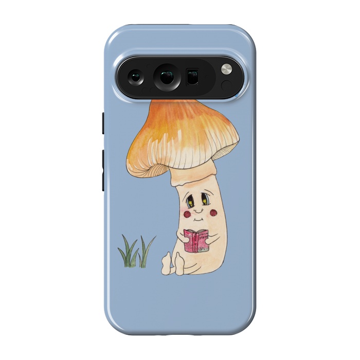 Pixel 9 pro StrongFit Cute Watercolor Mushroom Reading 3 by ECMazur 