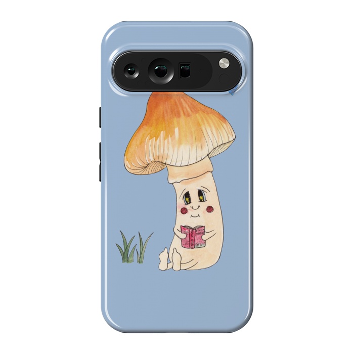 Pixel 9 Pro XL StrongFit Cute Watercolor Mushroom Reading 3 by ECMazur 