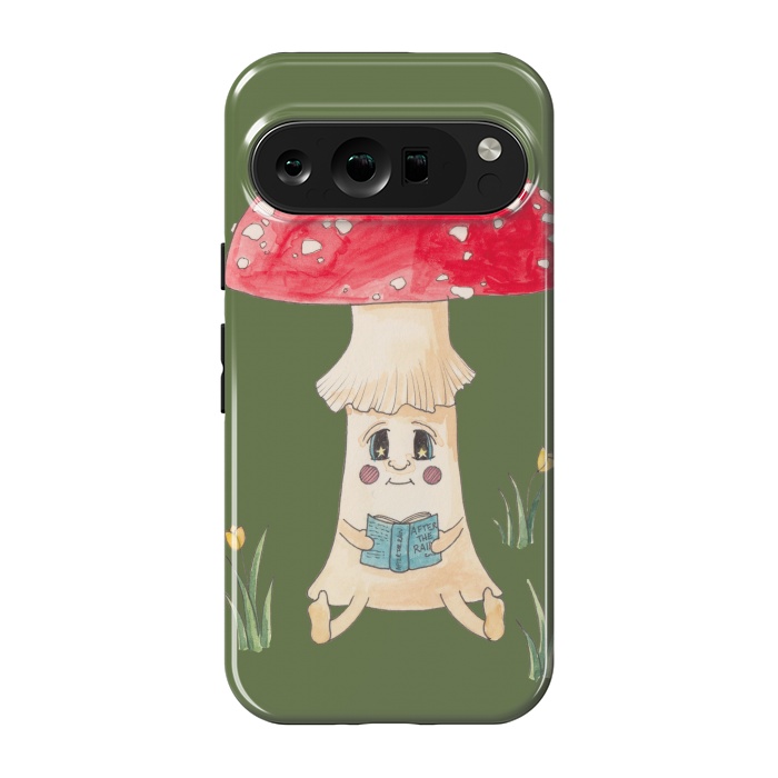 Pixel 9 pro StrongFit Cute Watercolor Mushroom Reading 1 by ECMazur 