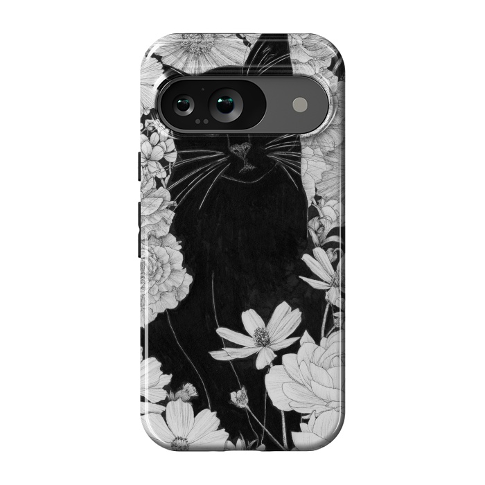 Pixel 9 StrongFit Little Black Garden Cat by ECMazur 