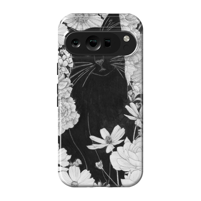 Pixel 9 pro StrongFit Little Black Garden Cat by ECMazur 