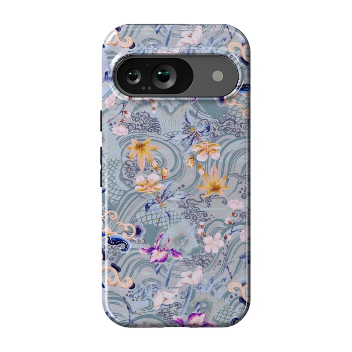 Pixel 9 StrongFit Flowers and fish - Chinese decorative pattern by Oana 