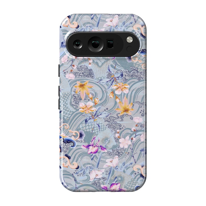 Pixel 9 pro StrongFit Flowers and fish - Chinese decorative pattern by Oana 