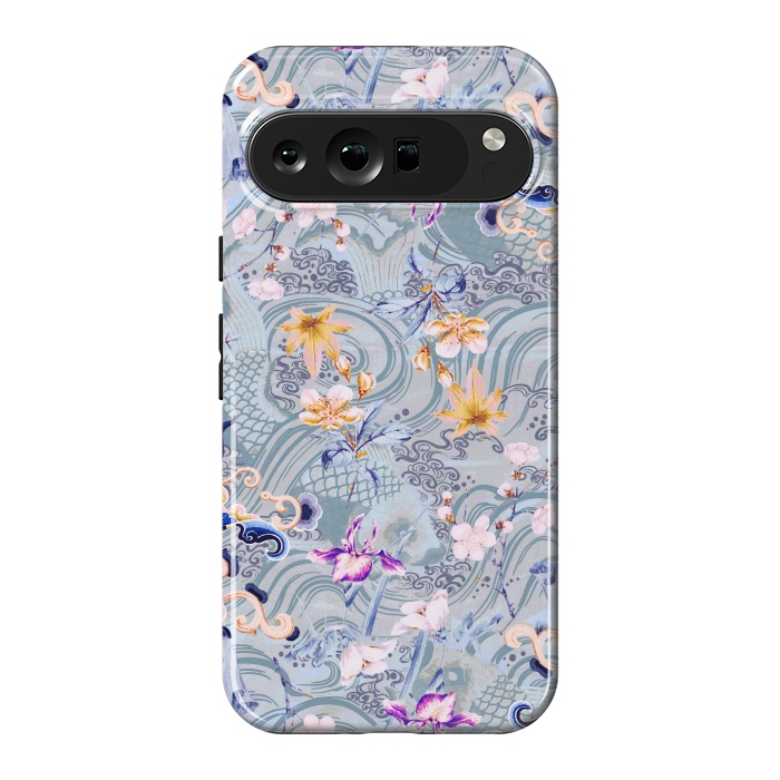 Pixel 9 Pro XL StrongFit Flowers and fish - Chinese decorative pattern by Oana 