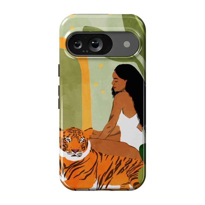 Pixel 9 StrongFit Just You & Me | Tiger Urban Jungle Friendship | Wild Cat Bohemian Black Woman with Pet by Uma Prabhakar Gokhale