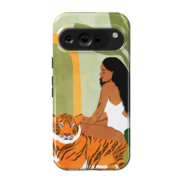 Pixel 9 pro StrongFit Just You & Me | Tiger Urban Jungle Friendship | Wild Cat Bohemian Black Woman with Pet by Uma Prabhakar Gokhale