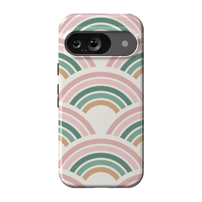 Pixel 9 StrongFit Blush & Green Rainbow Pattern by ArtPrInk