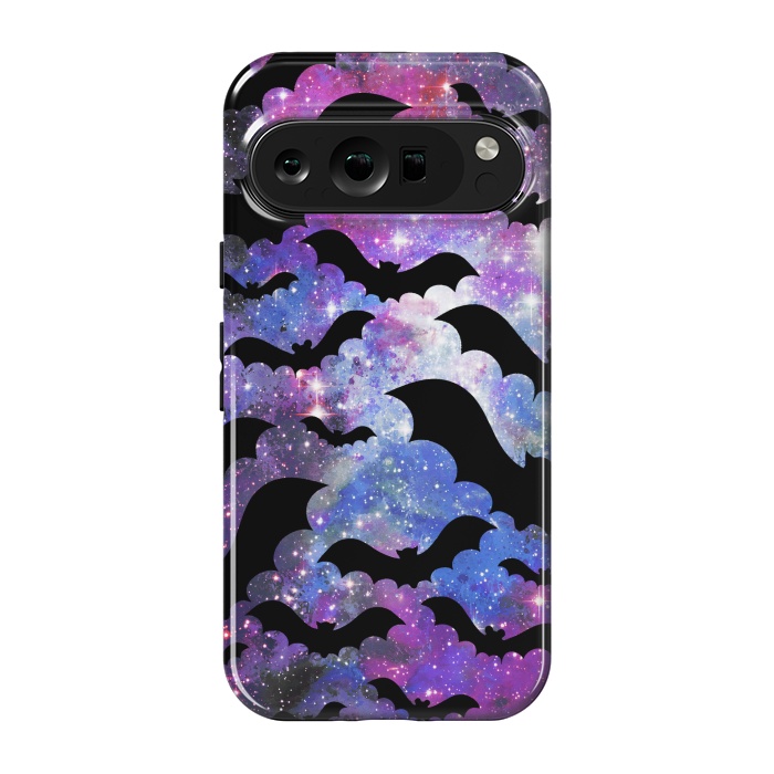 Pixel 9 pro StrongFit Flying bats and starry night sky - purple-blue night sky by Oana 