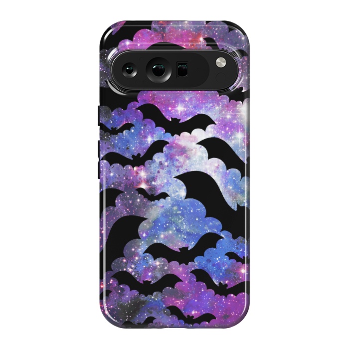 Pixel 9 Pro XL StrongFit Flying bats and starry night sky - purple-blue night sky by Oana 