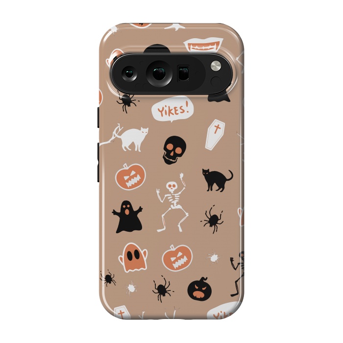 Pixel 9 pro StrongFit Halloween Monster pattern - cute Halloween stickers - skull, pumpkin, black cat, ghost by Oana 