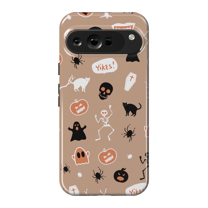 Pixel 9 Pro XL StrongFit Halloween Monster pattern - cute Halloween stickers - skull, pumpkin, black cat, ghost by Oana 