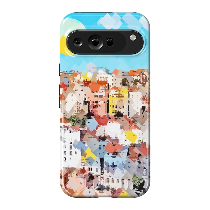 Pixel 9 Pro XL StrongFit City of Dreams, Italy Pastel Cityscape Painting, Architecture Buildings Abstract Illustration by Uma Prabhakar Gokhale