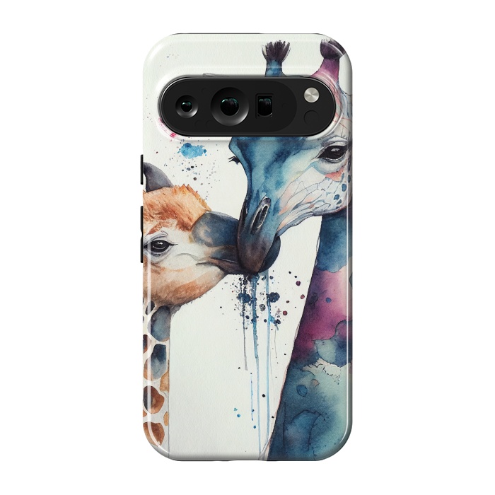 Pixel 9 pro StrongFit Giraffe Love in Watercolor by Texnotropio