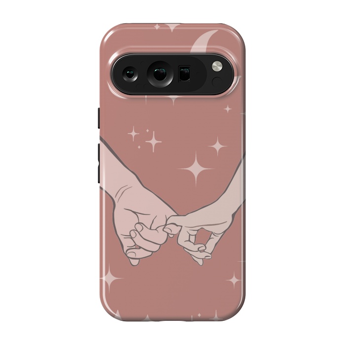 Pixel 9 pro StrongFit Minimal aesthetic couple holding hands on starry sky - valentine's day by Oana 