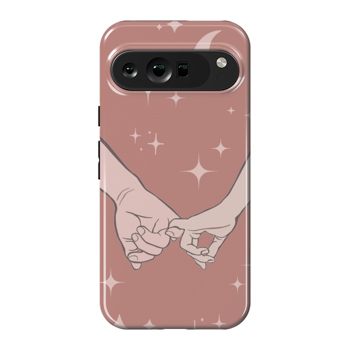 Pixel 9 Pro XL StrongFit Minimal aesthetic couple holding hands on starry sky - valentine's day by Oana 