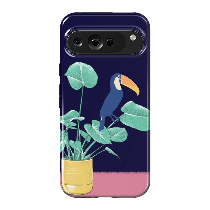 Pixel 9 Pro XL StrongFit Toucan and plant - colorful minimal illustration by Oana 