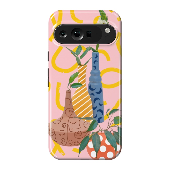 Pixel 9 Pro XL StrongFit Modern Botanicals, Abstract Plant Pots, Quirky Nature Bohemian, Contemporary Décor by Uma Prabhakar Gokhale