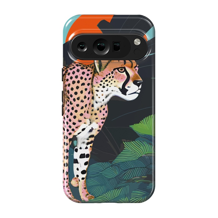 Pixel 9 pro StrongFit The Cheetah, Tropical Jungle Animals, Mystery Wild Cat, Wildlife Forest Vintage Nature Painting by Uma Prabhakar Gokhale