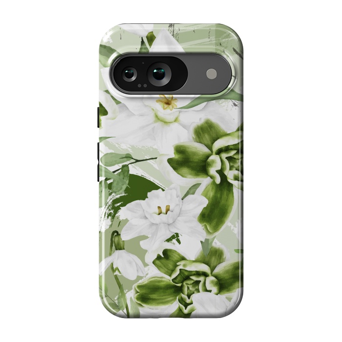 Pixel 9 StrongFit White Watercolor Flowers 1 by Bledi