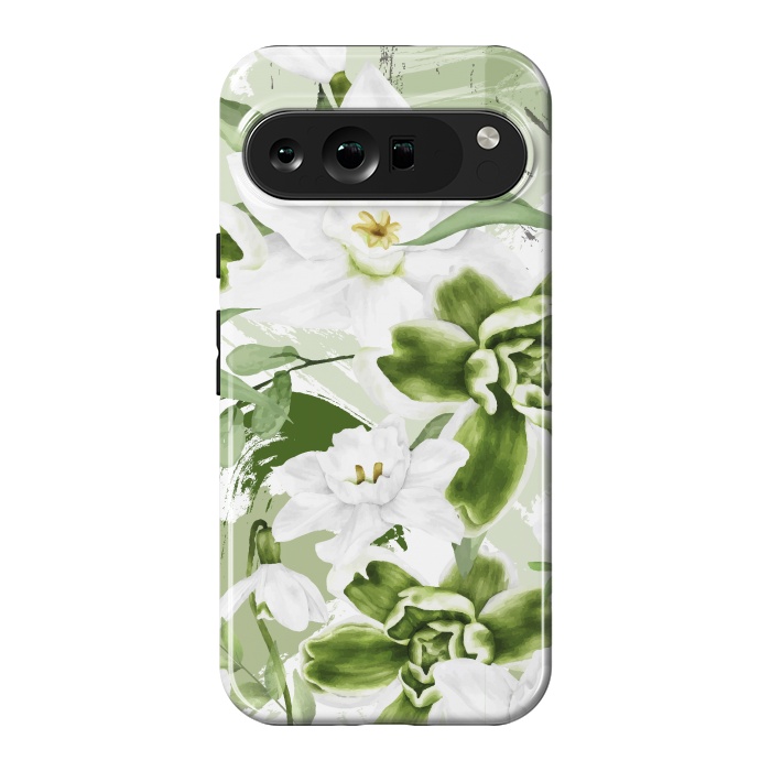 Pixel 9 Pro XL StrongFit White Watercolor Flowers 1 by Bledi