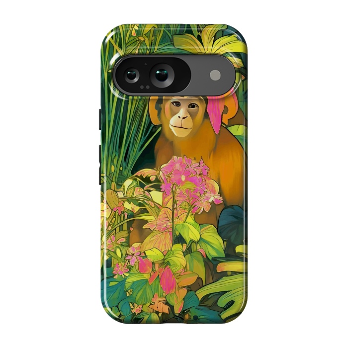 Pixel 9 StrongFit Daydreamer, Coming of Age Monkey Tropical Jungle Plants, Wildlife Botanical Nature Forest Bohemian Animals by Uma Prabhakar Gokhale