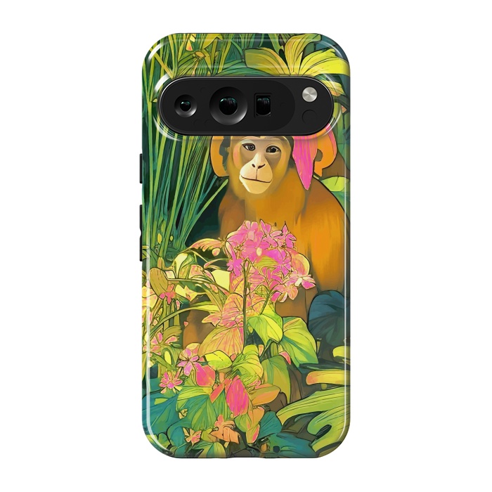 Pixel 9 pro StrongFit Daydreamer, Coming of Age Monkey Tropical Jungle Plants, Wildlife Botanical Nature Forest Bohemian Animals by Uma Prabhakar Gokhale