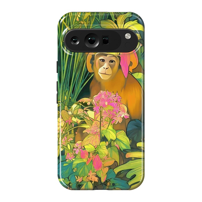 Pixel 9 Pro XL StrongFit Daydreamer, Coming of Age Monkey Tropical Jungle Plants, Wildlife Botanical Nature Forest Bohemian Animals by Uma Prabhakar Gokhale