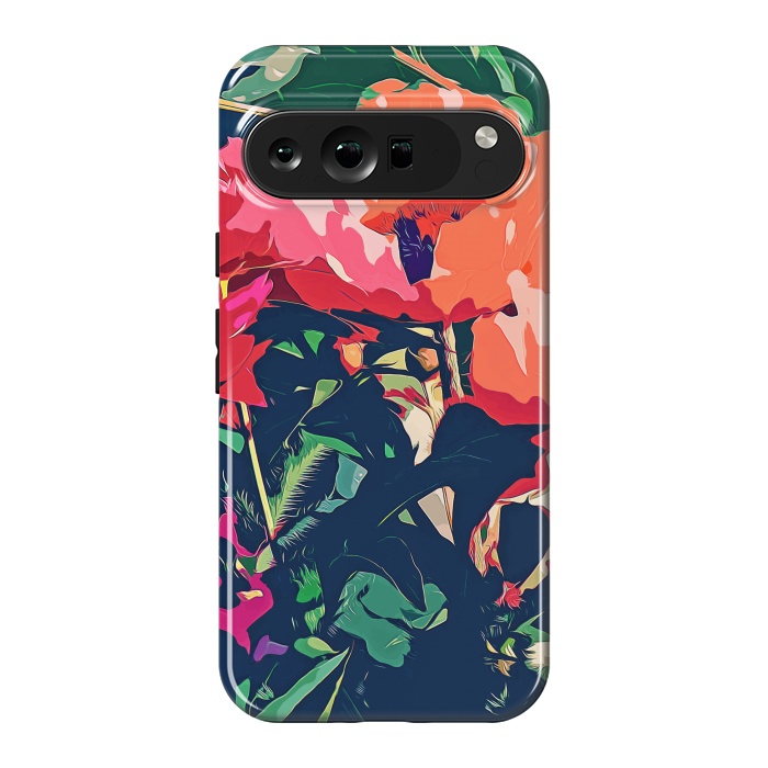 Pixel 9 Pro XL StrongFit Where Darkness Blooms, Dark Floral Botanical Painting, Eclectic Blush Plants Garden Nature Flowers by Uma Prabhakar Gokhale