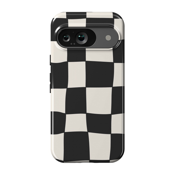 Pixel 9 StrongFit Liquid Grid Black White by ArtPrInk