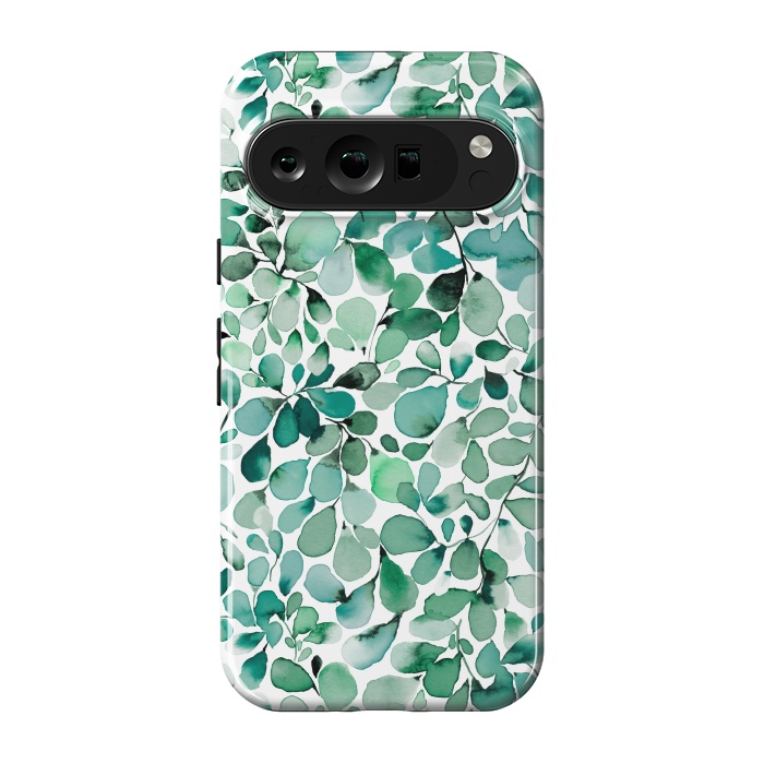 Pixel 9 pro StrongFit Leaffy Botanical Green Eucalyptus by Ninola Design