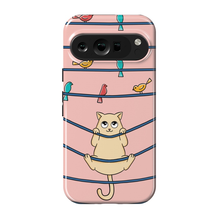 Pixel 9 pro StrongFit Cat and birds by Coffee Man