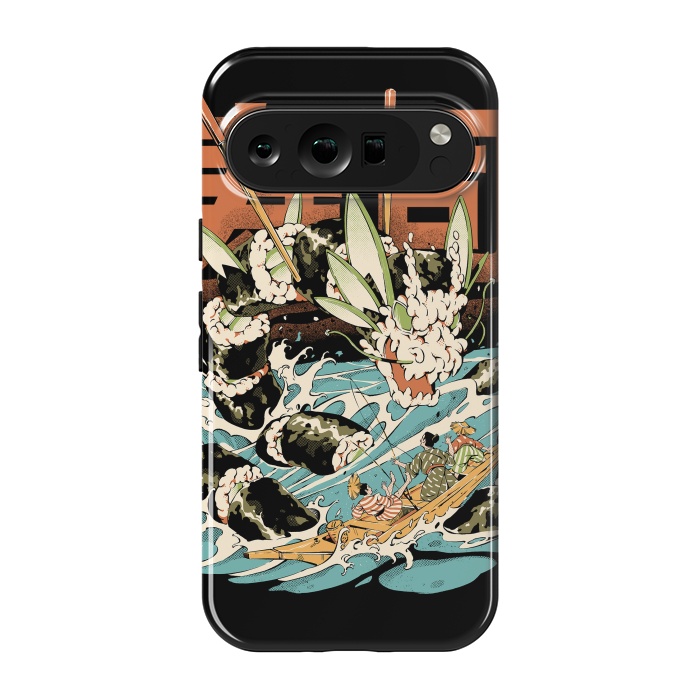 Pixel 9 pro StrongFit Cucumber Sushi Dragon - Black by Ilustrata