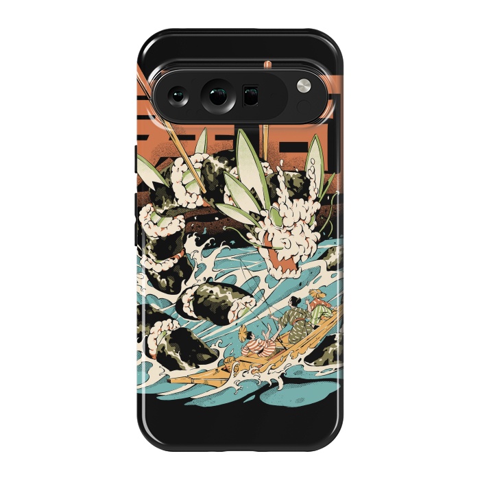 Pixel 9 Pro XL StrongFit Cucumber Sushi Dragon - Black by Ilustrata