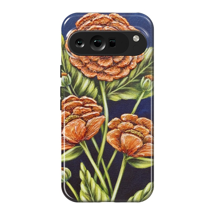 Pixel 9 Pro XL StrongFit Orange Peonies by Denise Cassidy Wood