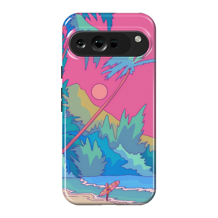 Pixel 9 Pro XL StrongFit Pink sky beach by Steve Wade (Swade)