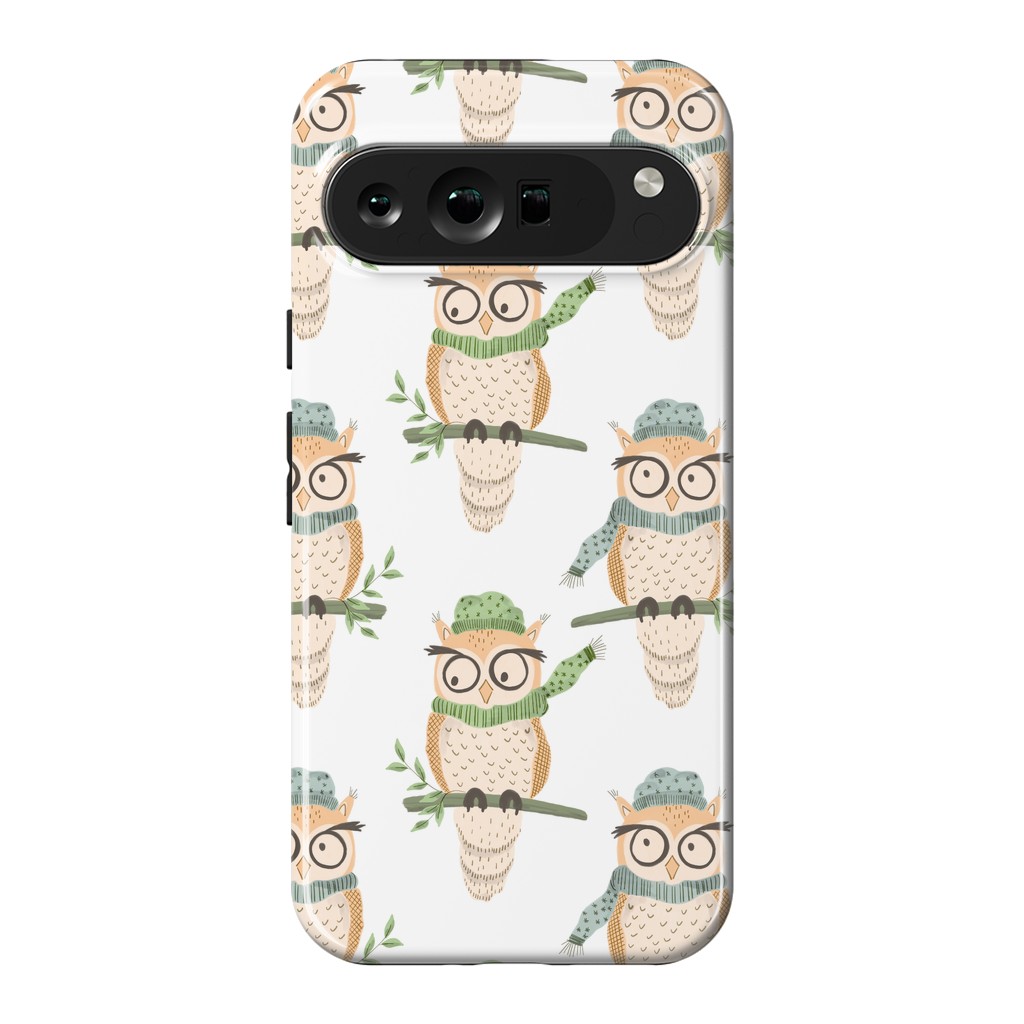 Pixel 9 Pro XL StrongFit Quirky Winter Owls by Tiny Thistle Studio