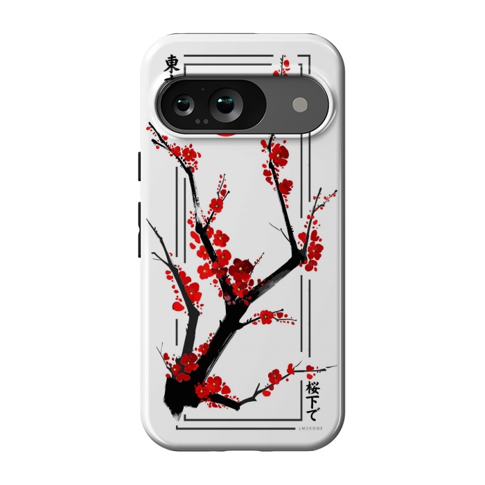 Pixel 9 StrongFit Modern Cherry Blossom - Black by LM2Kone