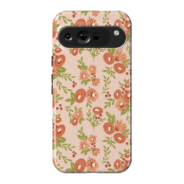 Pixel 9 Pro XL StrongFit Coral Flowers by Tiny Thistle Studio