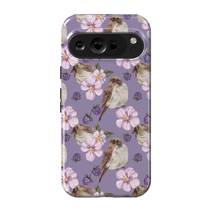 Pixel 9 pro StrongFit Birds, dark purple by Flowery Stories