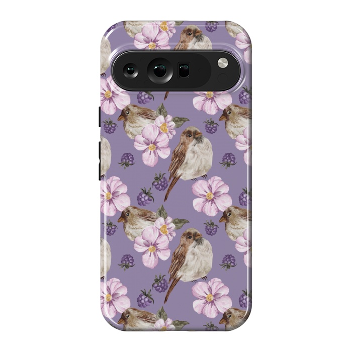 Pixel 9 Pro XL StrongFit Birds, dark purple by Flowery Stories