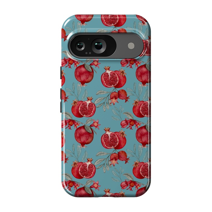 Pixel 9 StrongFit Red fruits, light teal by Flowery Stories