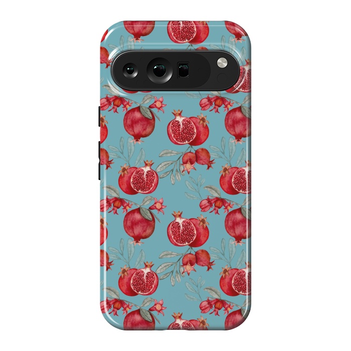 Pixel 9 Pro XL StrongFit Red fruits, light teal by Flowery Stories