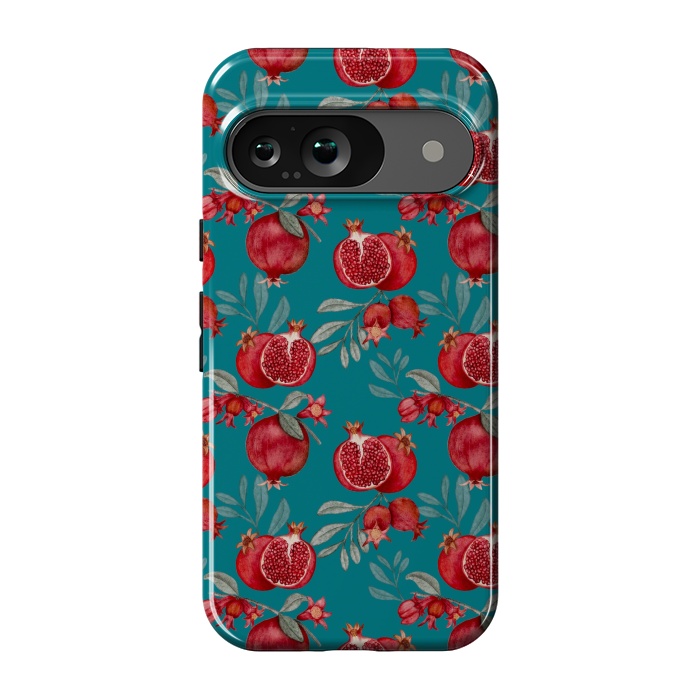 Pixel 9 StrongFit Red fruits, dark teal by Flowery Stories