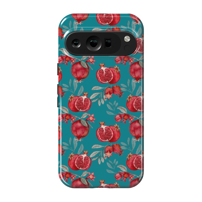 Pixel 9 pro StrongFit Red fruits, dark teal by Flowery Stories