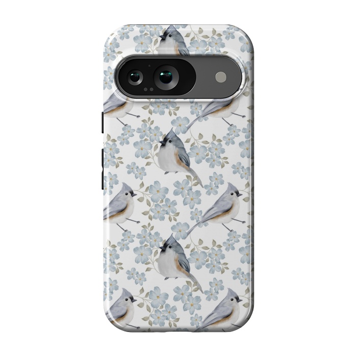 Pixel 9 StrongFit Birds white by Flowery Stories