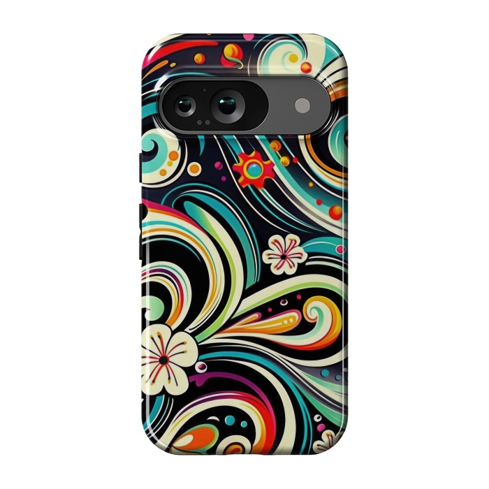 Pixel 9 StrongFit Retro Whimsical Floral Pattern by Texnotropio