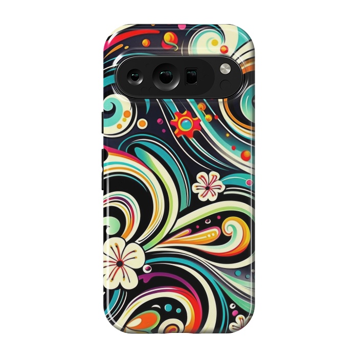 Pixel 9 pro StrongFit Retro Whimsical Floral Pattern by Texnotropio