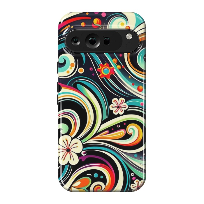 Pixel 9 Pro XL StrongFit Retro Whimsical Floral Pattern by Texnotropio